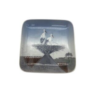 B&G Denmark Porcelain 5" Trinket Dish With Storks Design 1300 Storkereden 6583